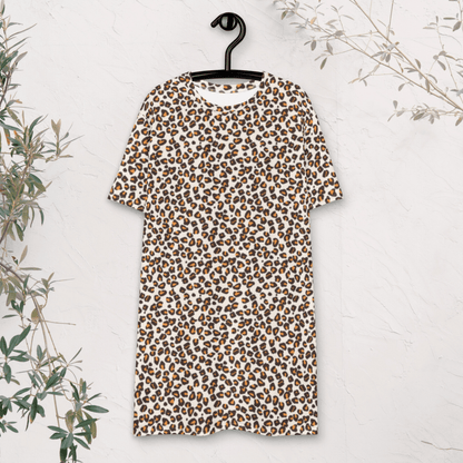 Leopard Print T-Shirt Dress – Classic Oversized Animal Print Dress for Everyday Wild Style