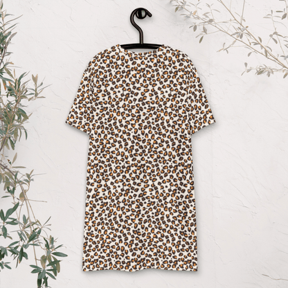 Leopard Print T-Shirt Dress – Classic Oversized Animal Print Dress for Everyday Wild Style