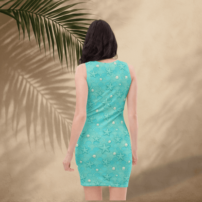 Mermaid Scales Bodycon Dress | Seafoam Starfish Print for Coastal Daydreams - Bodycon Dress