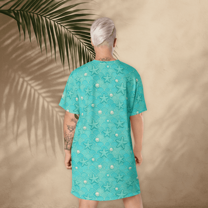 Mermaid Starfish T-Shirt Dress – Oversized Oceancore Dress (2XS–6XL)