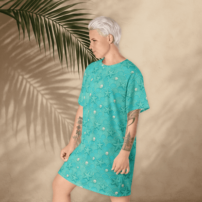 Mermaid Starfish T-Shirt Dress – Oversized Oceancore Dress (2XS–6XL)