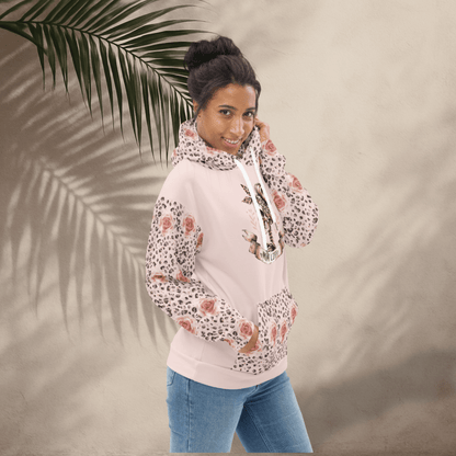 Mom Life Skull Hoodie – Recycled Unisex Hoodie with Leopard & Rose Print Sleeves