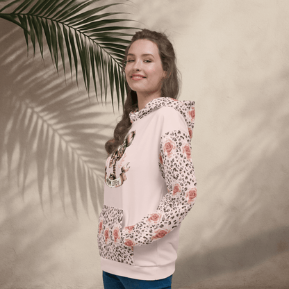 Mom Life Skull Hoodie – Recycled Unisex Hoodie with Leopard & Rose Print Sleeves