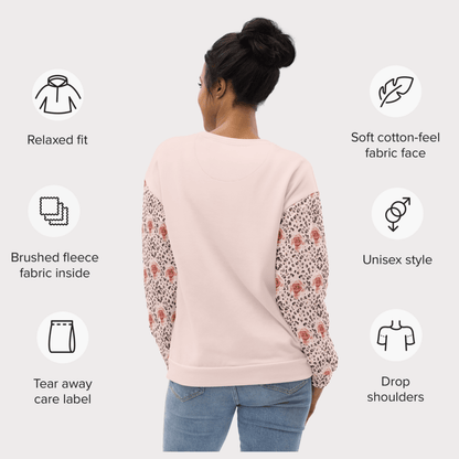 Mom Life Skull Sweatshirt – Leopard Print & Roses | Recycled All - Over Print Crew