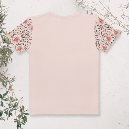Mom Life Skull Tee | Blush Pink Graphic Shirt with Leopard & Rose Sleeves