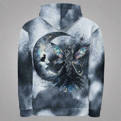 Mystical Moon FairyCore Hoodie – Recycled All - Over Print Unisex Hoodie with Celestial Art - Eco - Friendly Hoodie