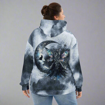 Mystical Moon FairyCore Hoodie – Recycled All - Over Print Unisex Hoodie with Celestial Art - Eco - Friendly Hoodie
