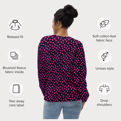 Neon Cherry Print Sweatshirt – Y2K Fruitcore Aesthetic | All - Over Print Crew
