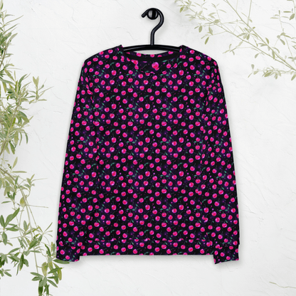 Neon Cherry Print Sweatshirt – Y2K Fruitcore Aesthetic | All - Over Print Crew