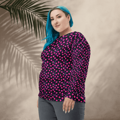 Neon Cherry Print Sweatshirt – Y2K Fruitcore Aesthetic | All - Over Print Crew