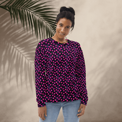 Neon Cherry Print Sweatshirt – Y2K Fruitcore Aesthetic | All - Over Print Crew