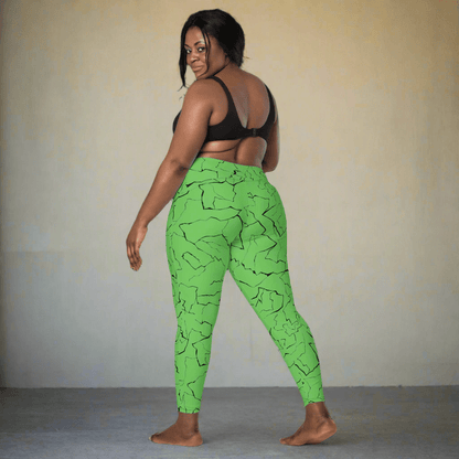 Neon Green Crackle Pocket Leggings – Fracture Print