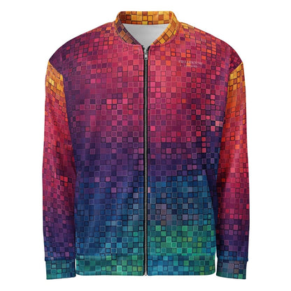 Neon Pixel Design All - Over Print Bomber JacketPixelated Skeleton Graphic Bomber Jacket – Bold Statement Streetwear - Bomber Jacket