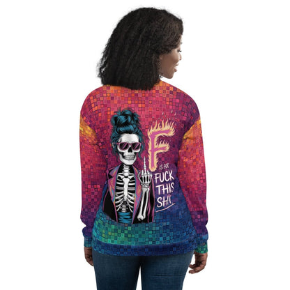 Neon Pixel Design All - Over Print Bomber JacketPixelated Skeleton Graphic Bomber Jacket – Bold Statement Streetwear - Bomber Jacket