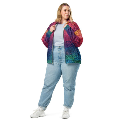Neon Pixel Design All - Over Print Bomber JacketPixelated Skeleton Graphic Bomber Jacket – Bold Statement Streetwear - Bomber Jacket