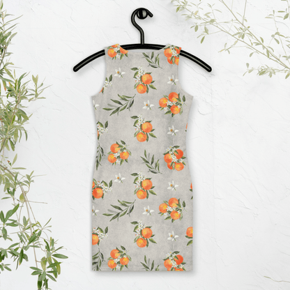 Orange Blossom Bodycon Dress | Boho Mediterranean Fruit Print - Bodycon Dress