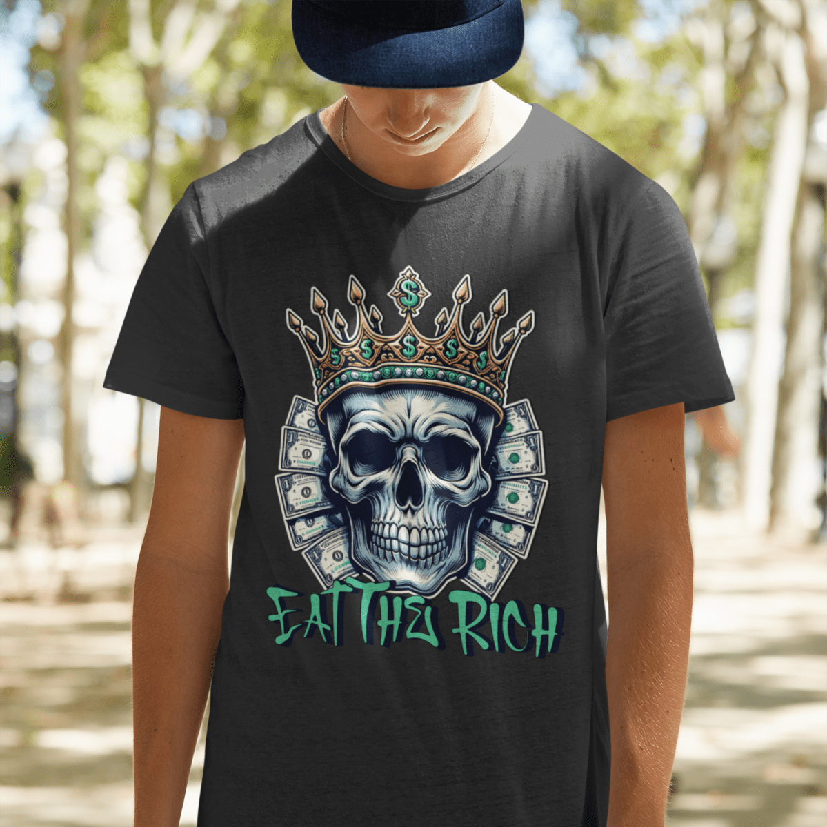 Organic Cotton Graphic T-Shirt - Eat The Rich Anti - Elite Tee - Class Protest Shirt