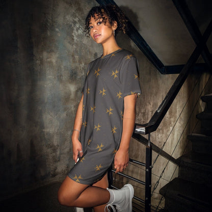 Gray Abstract Oversized T-Shirt Dress 2XS - 6XL - T-Shirt Dress
