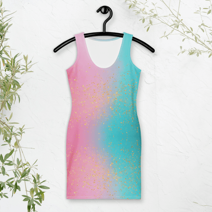 Pastel Dream Bodycon Dress | Cotton Candy Ombre with Gold Glitter Vibes - Bodycon Dress