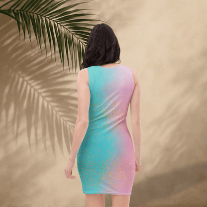 Pastel Dream Bodycon Dress | Cotton Candy Ombre with Gold Glitter Vibes - Bodycon Dress