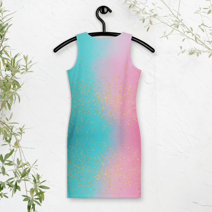 Pastel Dream Bodycon Dress | Cotton Candy Ombre with Gold Glitter Vibes - Bodycon Dress