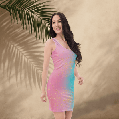 Pastel Dream Bodycon Dress | Cotton Candy Ombre with Gold Glitter Vibes - Bodycon Dress