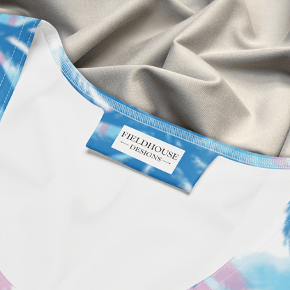 Pastel Palm Bodycon Dress | Tropical Sunset Vibes in Soft Pink & Blue - Bodycon Dress