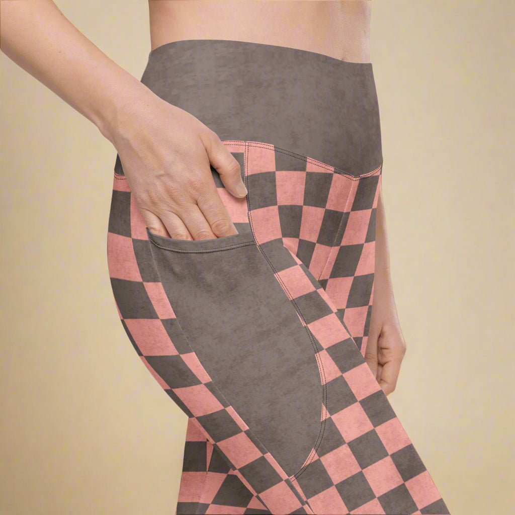 Checkered pants with a neutral background