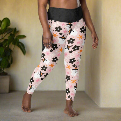 Leggings with floral halloween pattern on a neutral background