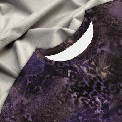 Purple Animal Print T-Shirt Dress – Oversized Snake & Leopard Mix for Bold Streetwear
