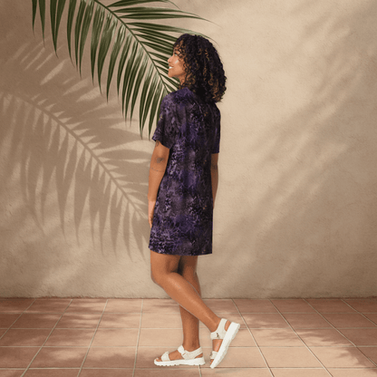 Purple Animal Print T-Shirt Dress – Oversized Snake & Leopard Mix for Bold Streetwear