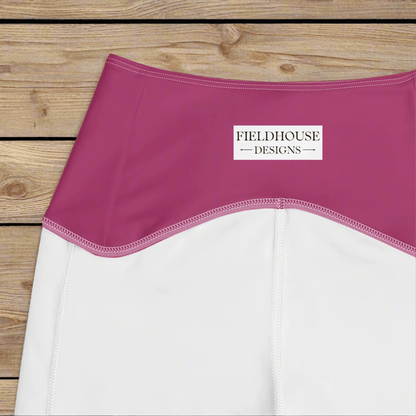 pink waistband on a wooden surface, featuring 'Fieldhouse Designs' branding.
