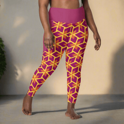 Leggings with a geometric pattern on a neutral background