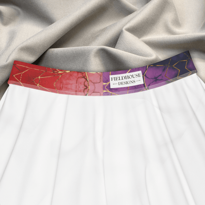 Radiant Repair Skater Skirt | Rainbow Kintsugi - Inspired Gradient with Gold Veins - Skater Skirt