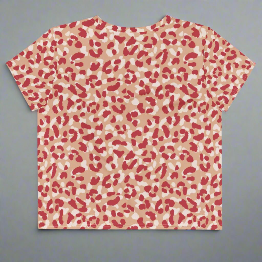 Red Leopard Cropped Tee | All - Over Print Statement Shirt for Bold Babe Energy - Crop Tee