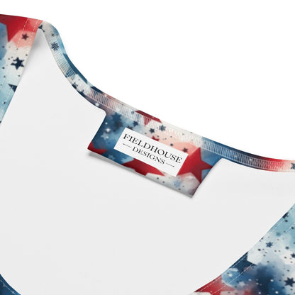 Red White & Blue Star Print Crop Top – 4th of July Tank for Women - Crop Top