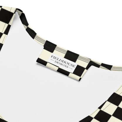 Retro Checkerboard Crop – All - Over Print Y2K Tank Top - Crop Tank