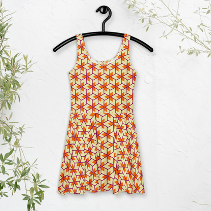 Retro Geometric Pattern Sleeveless Skater Dress XS - 3XL