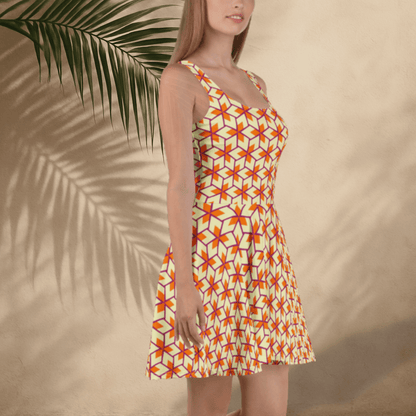 Retro Geometric Pattern Sleeveless Skater Dress XS - 3XL