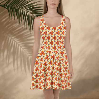Retro Geometric Pattern Sleeveless Skater Dress XS - 3XL