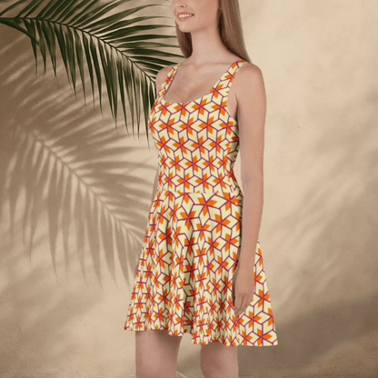 Retro Geometric Pattern Sleeveless Skater Dress XS - 3XL