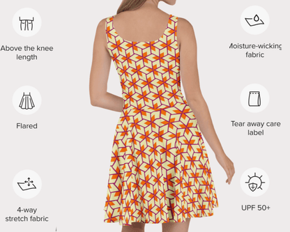 Retro Geometric Pattern Sleeveless Skater Dress XS - 3XL