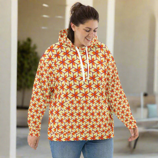 Retro Geometric Unisex Hoodie 2XS - 6XL Recycled Pullover - Eco - Friendly Hoodie