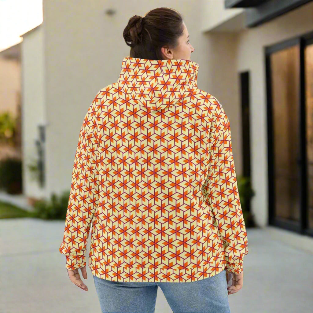 Retro Geometric Unisex Hoodie 2XS - 6XL Recycled Pullover - Eco - Friendly Hoodie