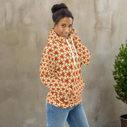 Retro Geometric Unisex Hoodie 2XS - 6XL Recycled Pullover - Eco - Friendly Hoodie