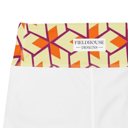 Retro Geometric Yoga Capri Leggings - XS - XL - Capri Leggings