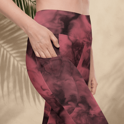 dusty rose tie-dye pants with a pocket on a beige background