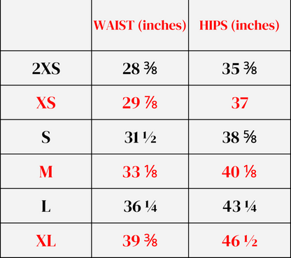 size chart Athletic Long Sports Shorts 2XS - 6XL - Moisture Wicking, Fast Drying Activewear - FieldHouse Designs 
