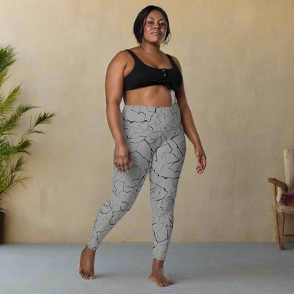 Slate Gray Crackle Pocket Leggings – Minimalist Fracture