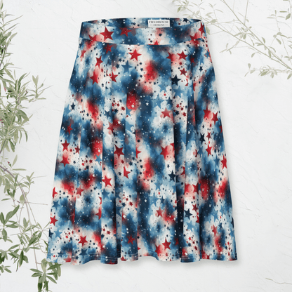 Star Spangled Swirl Skater Skirt | Red White & Blue Patriotic Style for Summer Vibes - Skater Skirt